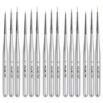 KADS 15 шт. набор кистей для дизайна ногтей французские линии в полоску цветок живопись ручка кисть для рисования маникюрные инструменты серебряный цвет ручка