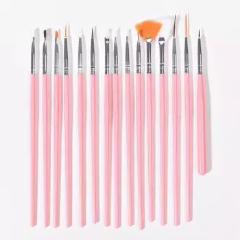 KADS 15 шт. набор кистей для дизайна ногтей розовый, черный, белый цвет гелевая кисть для ногтей кисть-лайнер для рисования ручка для рисования