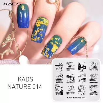 KADS 1 шт. пластины для штамповки ногтей природа павильон озеро точка зрения дизайн изображения шаблон трафареты для ногтей штамповки штамп