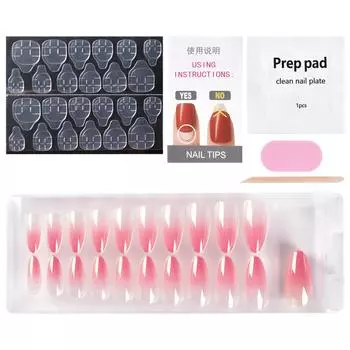 KADS 24 шт., акриловые французские накладные ногти, пресс для ногтей, съемные кончики ногтей, 9 цветов, искусственные ногти для красоты ногтей 1