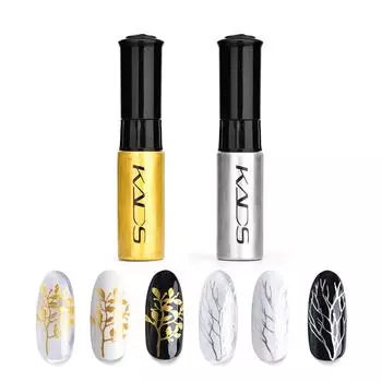 KADS 2 шт./компл. лак для дизайна ногтей, белый, золотой, черный, серебристый цветной штамп, пластина для печати, лак для расставления точек, ручка для маникюра