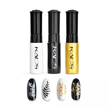 KADS 3 шт./компл. лак для стемпинга ногтей, цветной белый, золотой, черный, серебряный лак для печати, лак для дизайна ногтей, ручка для маникюра, лак