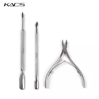 KADS 3 шт. Наборы инструментов для ногтей Маникюрные ножницы Щипцы для кутикулы Инструменты Ложка Толкатель для удаления омертвевшей кожи Резак Машинка для стрижки Триммер
