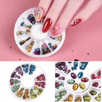 KADS 48 шт./компл., 6 цветов, овальная форма, морское ушко, натуральная ракушка, уникальный 3D дизайн «сделай сам», ремесла, салон, акриловый УФ-гель, декор для маникюра