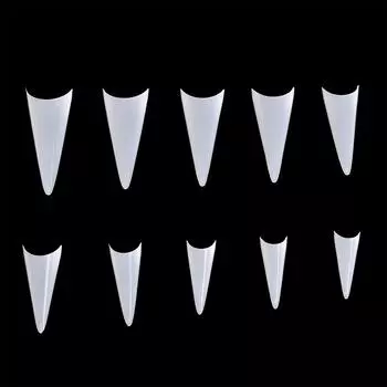 KADS 500 шт. без складок, заостренные полупокрытия, типсы для дизайна ногтей, белые, натуральные, прозрачные, 10 размеров, инструменты для наращивания накладных ногтей, маникюра