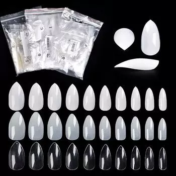 KADS 500 шт./компл. белые, натуральные и прозрачные ногти, французские накладные ногти на шпильках, полное покрытие, акриловые искусственные накладные ногти