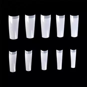 KADS 500 шт., полупокрытие без складок, квадратные накладные ногти, накладные ногти, белые, натуральные, прозрачные, 10 размеров, инструменты для наращивания маникюра