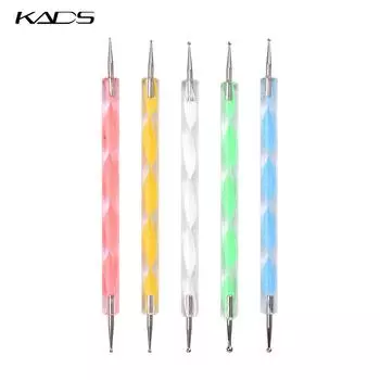 KADS 5 шт./компл. ручка для дизайна ногтей, ручка со спиральной кристаллической ручкой, двусторонняя ручка для рисования со стразами, маникюрные инструменты