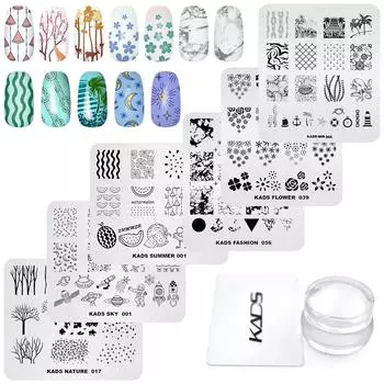 KADS 6 шт. пластины для штамповки ногтей природа цветок изображение дизайн ногтей трафарет для печати инструмент шаблон для ногтей