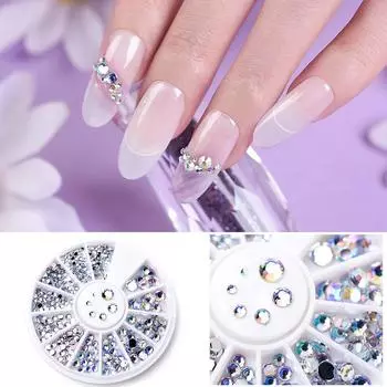 KADS AB круглые украшения для дизайна ногтей, стразы для дизайна ногтей, аксессуары для украшения ногтей, принадлежности со стразами