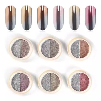 KADS двойные цвета, однотонная волшебная зеркальная пудра, голографическая лазерная пудра для ногтей, блестящий пигмент, пыль, украшение для дизайна ногтей, хромированная пудра для ногтей