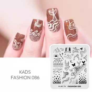 KADS Fashion 086 Пластины для штамповки ногтей Дизайн штампа для дизайна ногтей Шаблон Маникюрный трафарет Инструмент