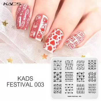 KADS Festival 003 штамп для дизайна ногтей, штамп для ногтей, шаблон изображения, пластины для дизайна ногтей