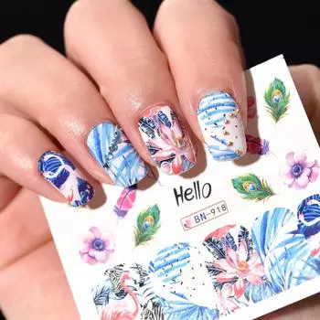 KADS Фламинго цветок серии ногтей наклейки переноса воды наклейка DIY маникюр украшения для ногтей