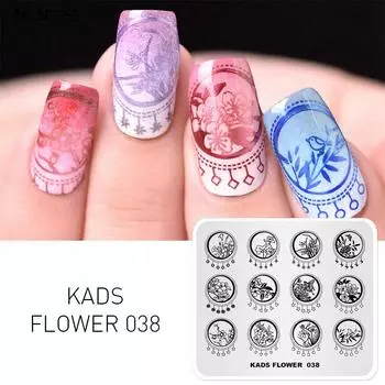 KADS Flower 038 Пластины для штамповки ногтей Цветочная тема Китайский стиль Штамп для дизайна ногтей Лотос Бамбук Цветок сливы Маникюрный штамп Шаблон