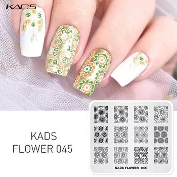 KADS Flower 045 Штамповая пластина Шаблон Цветочный стиль Штамповочная пластина Маникюрный инструмент для ногтей Шаблоны Украшения Штамп