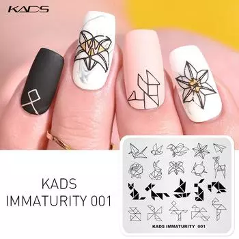 KADS Immaturity 001 дизайнерская бумага складной журавль животное цветочный узор пластины для штамповки ногтей DIY украшения для дизайна ногтей