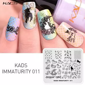 KADS Immaturity 011 Пластины для штамповки ногтей Единорог Крылья звезды Шаблон Маникюрный шаблон DIY Инструменты
