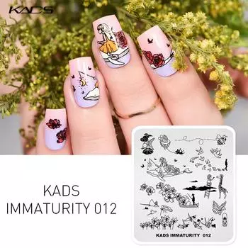 KADS Immaturity 012 Пластины для дизайна ногтей Шаблоны для ногтей Цветок Аска Жираф Тысяча бумажных журавликов Шаблон DIY Маникюрные инструменты Печатные пластины
