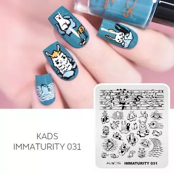 KADS Immaturity 031 шаблон для дизайна ногтей, шаблон для штамповки льда, животных, волна, панда, дизайн изображения, шаблон, трафарет для печати, инструмент