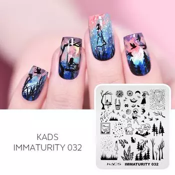 KADS Immaturity 032 Пластина для штамповки ногтей, лесная сцена, изображение шаблона для печати ногтей, инструмент для маникюра