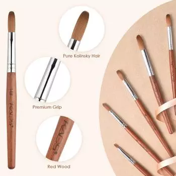 KADS Колинский акриловая кисть УФ-гель Ручка для резьбы Кисть Жидкий порошок DIY Рисунок ногтей Плоские круглые кисти из красного дерева для дизайна ногтей 6-18