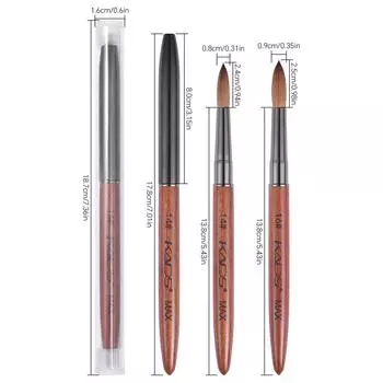 kads Кисть для ногтей из акрила Kolinsky Sable с красной деревянной ручкой для наращивания ногтей, профессиональный маникюрный инструмент для самостоятельной резьбы по ногтям, ручка для дизайна ногтей