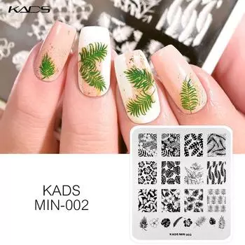 KADS MIN 002 Пластины для стемпинга ногтей Цветы и растения Узор для дизайна ногтей Штамповочный шаблон Изображение Пластина для дизайна ногтей
