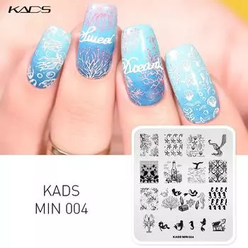 KADS MIN 004, дизайн штампа для ногтей «Русалка», шаблон для дизайна ногтей, перенос изображения для штамповочных пластин, ногтевая пластина