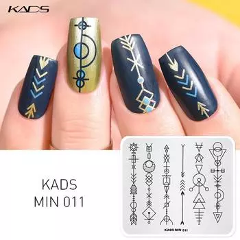 KADS MIN 011 пластина для штамповки ногтей, геометрический шаблон для ногтей, маникюрные пластины для дизайна ногтей, инструменты для DIY, штамп для дизайна ногтей