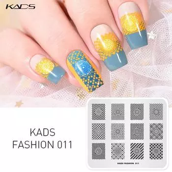 KADS Мода 011 Сетка Цветок Цветок Тема Шаблон Stencil Красота Инструменты ногтей Украшения Штамп ногтей Художественная марка
