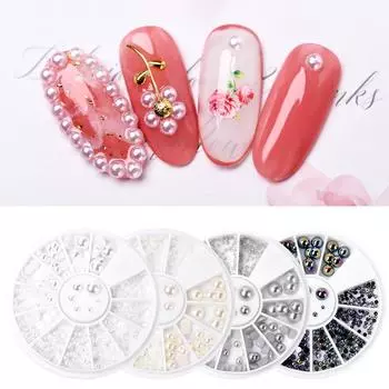 KADS модные 4 вида дизайна блестящие жемчужные и бриллиантовые 3d украшения для ногтей со стразами набор украшений для ногтей «сделай сам»