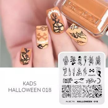 KADS Nail Art Штамповка Шаблон Хэллоуин 018 Маникюрный салон Дизайн ногтевой печати Трафарет Пластина Инструмент