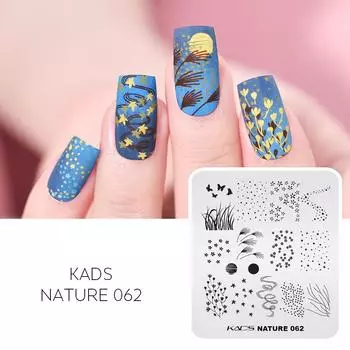 KADS Nail Art Stamping Plate Nature 062 Шаблон для печати ногтей для маникюрного салона Красота Маникюр Штамп Инструмент
