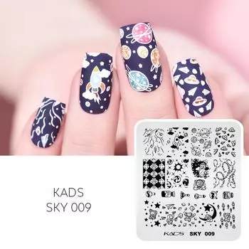 KADS Nail Art Stamping Plate Sky 009 Трафарет для печати ногтей Шаблон Маникюрный инструмент