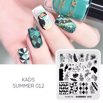 KADS Nail Art Stamping Plate Summer 012 Трафарет для печати ногтей Шаблон Маникюрный инструмент
