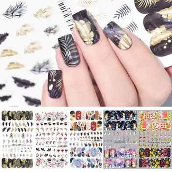 KADS наклейки для дизайна ногтей, украшения из фольги, переводные наклейки для ногтей, летние каникулы, листы для ногтей, 3d аксессуары для ногтей большого размера