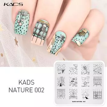 KADS Nature 002 дизайн Cat Цветок штамп для ногтей штамп для дизайна ногтей лак для ногтей изображение шаблон для маникюра штамп