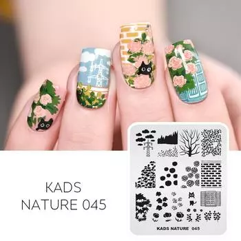 KADS Nature 045 штамп для дизайна ногтей роза настенный кошачий узор штамповка ногтей трафареты для дизайна ногтей DIY украшения