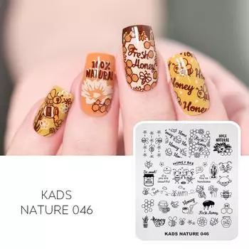 KADS Nature 046 Пластины для штамповки ногтей, змея, бабочка, роза, пчела, дизайн, прямоугольный трафарет из нержавеющей стали с принтом для ногтей, лак для штамповки ногтей