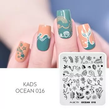 KADS Ocean 016 Шаблон для штамповки ногтей Трафарет для печати на ногтях Маникюрный инструмент для дизайна ногтей