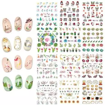 KADS переводная наклейка для ногтей, наклейка для дизайна ногтей, рождественская снежинка, кошка, кактус, фруктовый дизайн, наклейки для ногтей