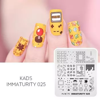 KADS пластина для штамповки ногтей Immaturity 025, шаблон для трафарета для ногтей, маникюрная пластина с принтом для ногтей
