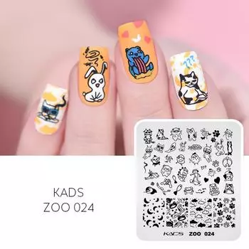 KADS пластина для штамповки ногтей Zoo 024 трафарет для печати ногтей шаблон маникюрный инструмент для маникюрного салона