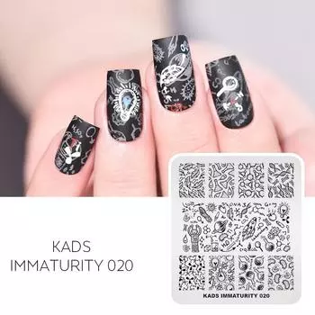 KADS пластины для штамповки ногтей незрелость 020 химическая лампочка пробирка узор штамп пластина шаблон маникюрные инструменты для печати