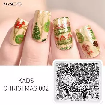 KADS пластины для штамповки ногтей Рождество 002 Санта-Клаус Снеговик Рождественские носки дизайн дизайн ногтей штамп инструмент для ногтей маникюрная пластина