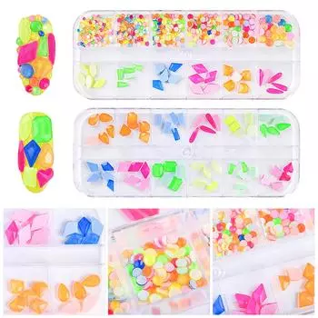 KADS разноцветные конфетные флуоресцентные стразы для дизайна ногтей с плоской задней частью, блестящие стразы 3D, очаровательные украшения с бриллиантами, аксессуары, маникюрные инструменты