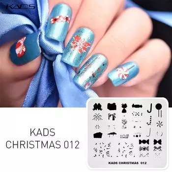 KADS Рождество 012 конфетный узор для дизайна ногтей, пластина для штамповки ногтей, шаблоны штампов, сделай сам, печать, маникюрные инструменты