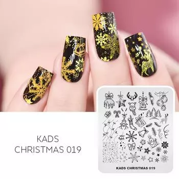 KADS Рождество 019 пластина для штамповки ногтей лосиные колокольчики снежинки узор шаблон для дизайна ногтей зимний инструмент для штамповки изображений
