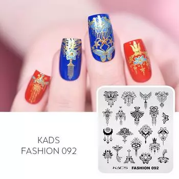 KADS шаблон для штамповки ногтей Fashion 092 Цветочный дизайн трафарет для ногтей пластина маникюрный инструмент